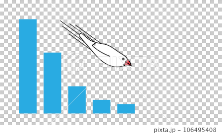 Background material of blue bar graph and sparrow falling on the right side Background material of blue bar graph and sparrow falling on the right side 106495408