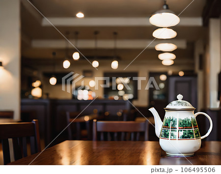 Realistic tea cozy detailed warm neutral restaurant 106495506