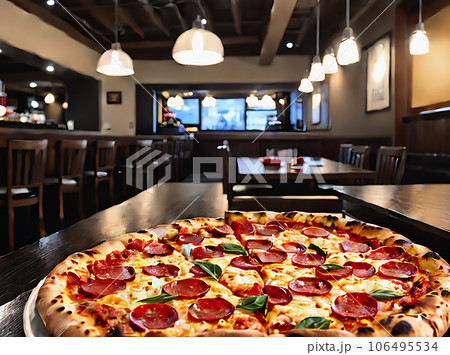Highly detailed cozy realistic pizza restaurant Highly detailed cozy realistic pizza restaurant 106495534