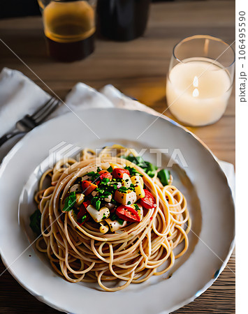 Realistic pasta neutral palette warm detailed cozy 106495590