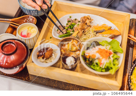 Japanese bento set. Food at a Japanese restaurant 106495644