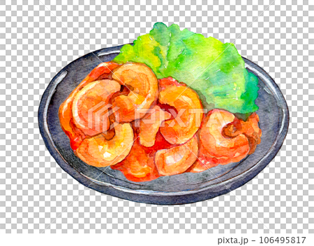 蝦辣椒醬水彩插圖 蝦辣椒醬水彩插圖 106495817