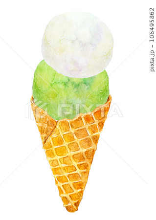 水彩イラスト　アイスクリーム　ダブル 106495862