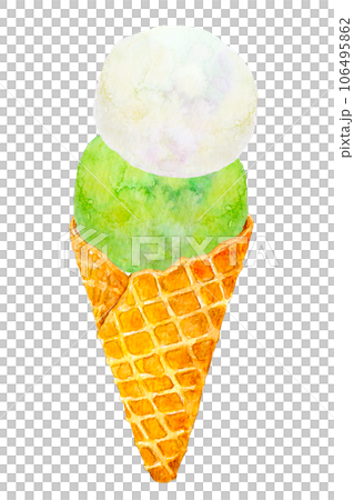 水彩イラスト　アイスクリーム　ダブル 106495862