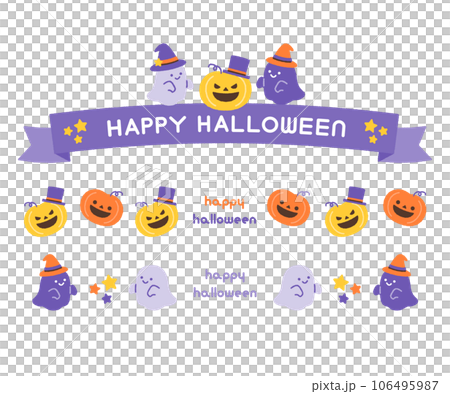Halloween frame, ribbon, frame illustration material 106495987