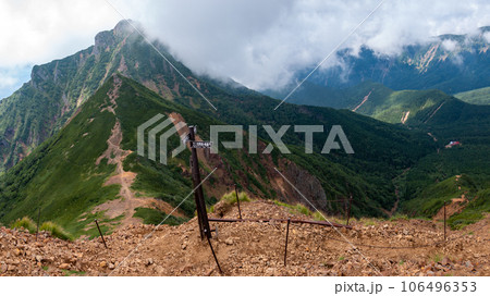 夏の南八ヶ岳　赤岳文三郎尾根から阿弥陀岳を望む 106496353