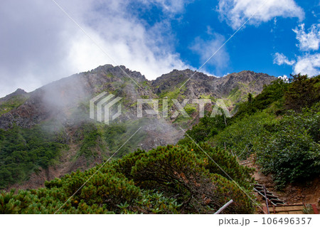 夏の南八ヶ岳 赤岳文三郎尾根から赤岳を仰ぎ見る 夏の南八ヶ岳 赤岳文三郎尾根から赤岳を仰ぎ見る 106496357