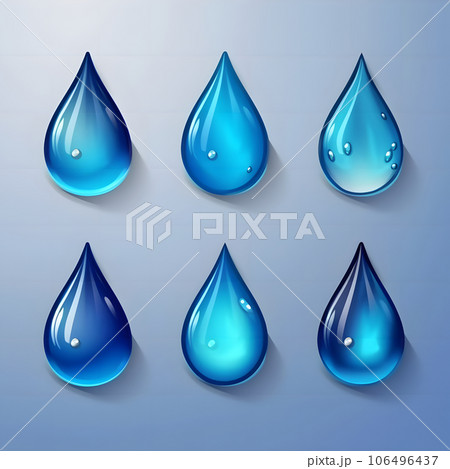 様々な形状の水滴のアイコンセット　Generative AI 106496437