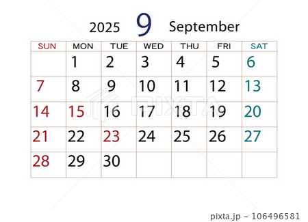 2025年カレンダー9月 106496581