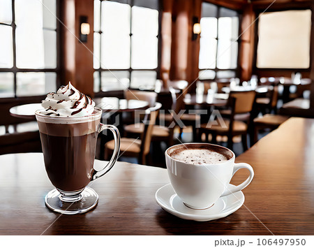 Realistic hot chocolate neutral palette warm lighting. 106497950