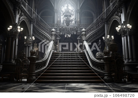 Empty Castle Hall Background with copy space. Generative AI 106498720