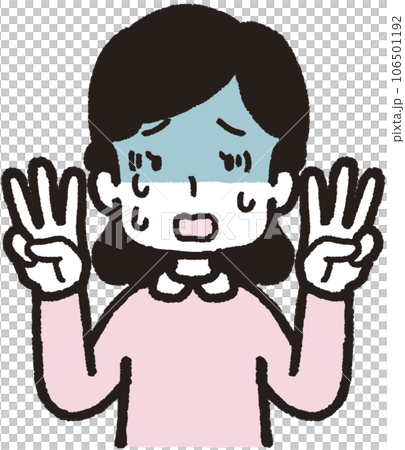 一位蒼白婦女的上半身插圖,每隻手各有三個手指 一位蒼白婦女的上半身插圖,每隻手各有三個手指 106501192