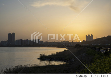 Bicycle path along Yeongsangang River 106501403