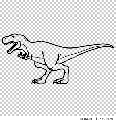 横向きのティラノサウルスのイラスト(線画のみ)/恐竜・図鑑・塗り絵素材 横向きのティラノサウルスのイラスト(線画のみ)/恐竜・図鑑・塗り絵素材 106501526
