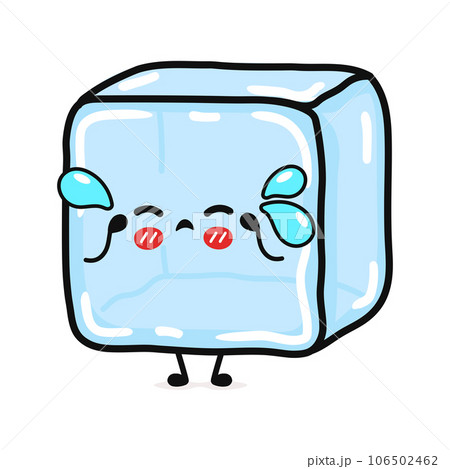 Crying Ice Cube character. Vector hand drawn cartoon kawaii character illustration icon. Isolated on white background. Sad Ice Cube character concept Crying Ice Cube character. Vector hand drawn cartoon kawaii character illustration icon. Isolated on white background. Sad Ice Cube character concept 106502462