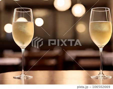 Realistic white wine cozy atmosphere warm lighting 106502669