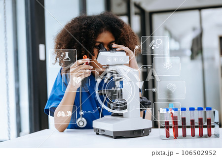 Dctor work on digital tablet healthcare doctor technology tablet using computer in laboratory study with vR icon. Dctor work on digital tablet healthcare doctor technology tablet using computer in laboratory study with vR icon. 106502952