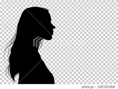 面向右側的女性側面的上半身輪廓 106502966