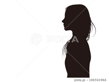 左向きの女性の上半身横顔のシルエットのイラスト素材 [106502968] - PIXTA