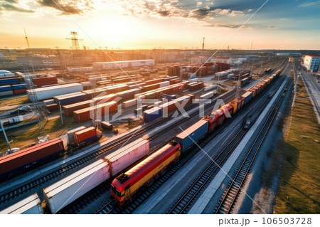 Global business of Container Cargo freight train. 106503728