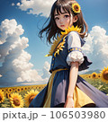 ひまわりと少女 106503980