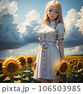 ひまわりと少女 106503985