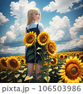 ひまわりと少女 106503986
