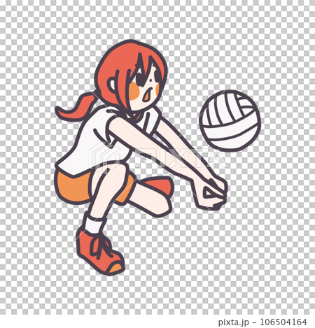 排球女孩接球的彩色插圖 106504164