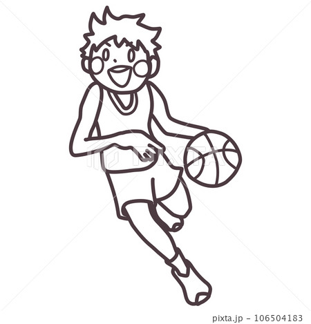 楽しそうにバスケをしている男の子の線画 楽しそうにバスケをしている男の子の線画 106504183