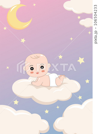 baby shower invitation with cartoon card, It's a boy. It's a girl, Vector illustration 106504233