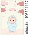 baby shower invitation with cartoon card, It's a boy. It's a girl, Vector illustration 106504417
