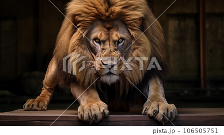 今にも飛び出してきそうなライオン Generative AI.のイラスト素材