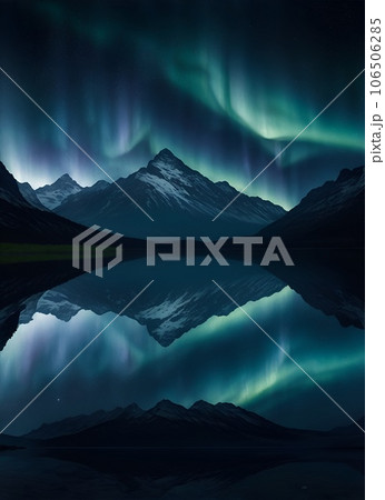 湖の水面に映る幻想的な風景 106506285