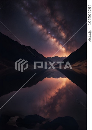 湖の水面に映る幻想的な風景 106506294