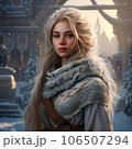雪の中に佇むスラヴ人の金髪女性　画像生成Aiで作成 106507294