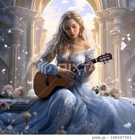 雪の中に佇むスラヴ人の金髪女性 画像生成Aiで作成のイラスト素材