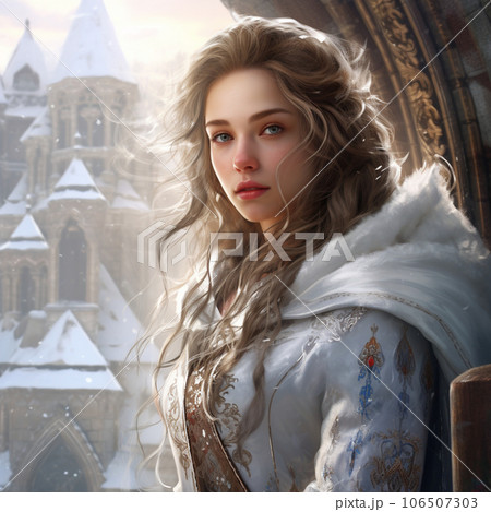 雪の中に佇むスラヴ人の金髪女性 画像生成Aiで作成 雪の中に佇むスラヴ人の金髪女性 画像生成Aiで作成 106507303