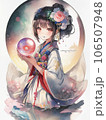 月を見つめる女の子 106507948