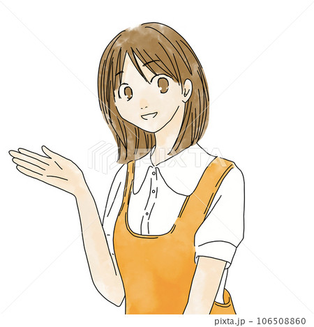 笑顔で案内をする女性 106508860