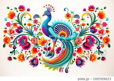 Image of pattern design using peacock and...のイラスト素材 [106509023] - PIXTA