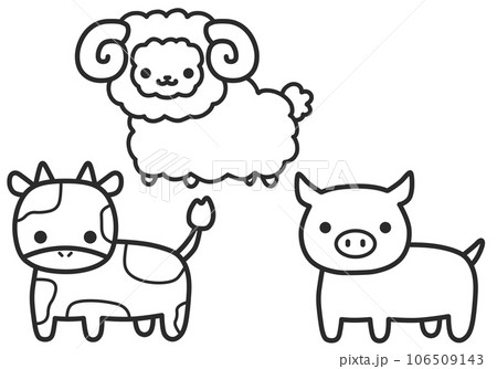 陸の生き物のぬりえ 陸の生き物のぬりえ 106509143