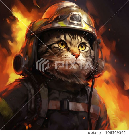 Cat icon (PFP)  Cat firefighter - Stock Illustration [106509363