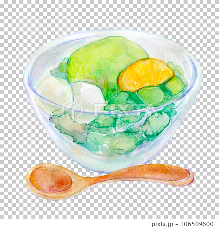 Matcha sweets watercolor illustration Matcha agar 106509600