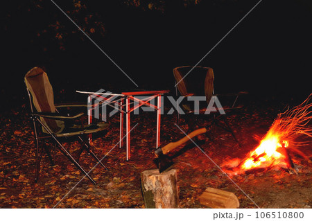 bonfire night glade camping furniture, tourist camp, firewood and ax 106510800