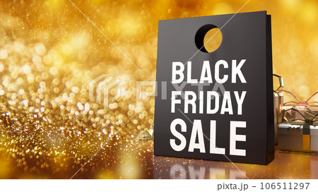 The Shopping Bag and gift box for Black Friday concept 3d rendering 106511297
