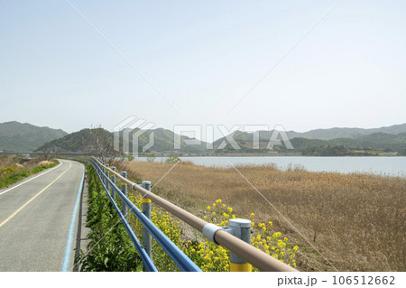 Bicycle path along Yeongsangang River 106512662