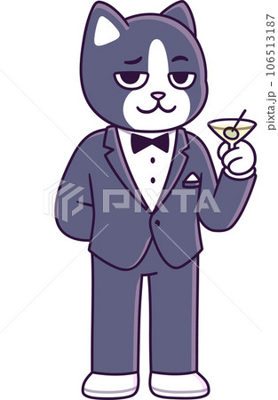 Tuxedo cat cartoon character illustration 106513187