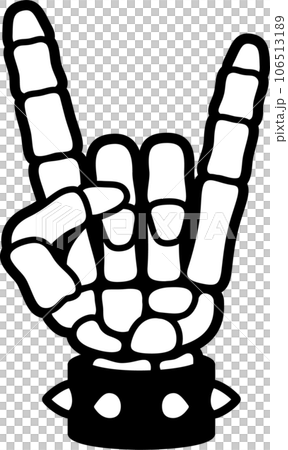 Cartoon Heavy Metal skeleton hand 106513189