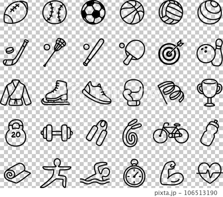Hand drawn doodle sport and fitness line icons Hand drawn doodle sport and fitness line icons 106513190