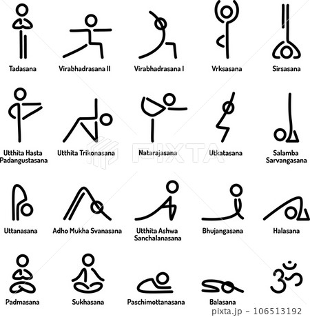 Yoga Poses In Line Art Style. Health Care Concept. Collection Of Handdrawn Yoga  Poses, Illustration. Royalty Free SVG, Cliparts, Vectors, and Stock  Illustration. Image 188830317.